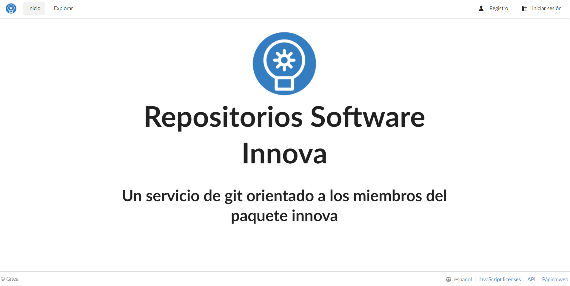 Página inicial de la plataforma Repositorios Software