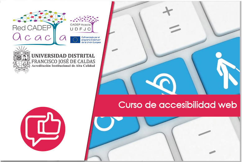 Banner de accesibilidad web con los logos de la Red Acacia, CADEP Acacia, Programa Erasmus+, UDFJC y el logo del módulo empodera