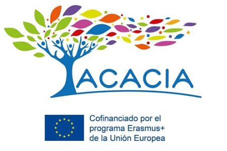 Logo con el árbol de ACACIA y el logo de la unión europea